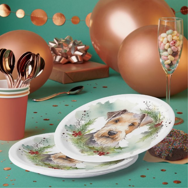 Wirefox Terrier Weihnachtsfeiertag Pappteller (Multi)