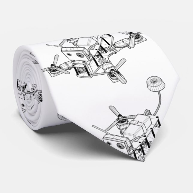 Wireframe Zeichnen eines Quadcopter Drohne Krawatte (Gerollt)