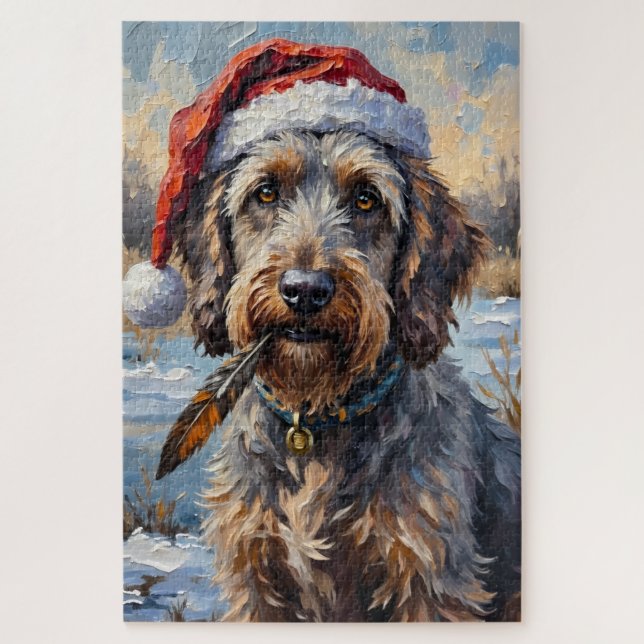 Wirehaired Griffon Rustic Winter Hunt Hat Puzzle (Vertikal)