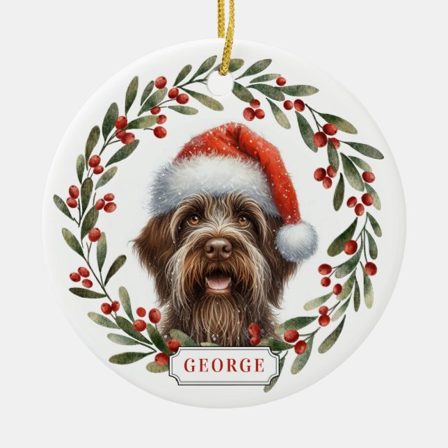 Wirehaired Pointing Griffon Dog Ceramic Ornament (Vorne)
