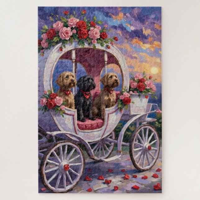 Wirehaired Pointing Griffon Dog Valentine's Day Puzzle (Vertikal)