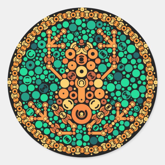 Wireless Frosch, Farbwahrnehmungstest, Schwarz Runder Aufkleber (Vorderseite)