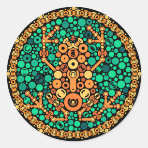 Wireless Frosch, Farbwahrnehmungstest, Schwarz Runder Aufkleber