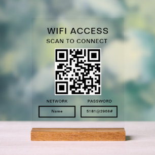 Wireless-Kennwort und Personalisierter QR-Code für Acrylschild