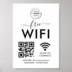 Wireless-Netzwerk und QR-Code Scan Business Einzel Poster