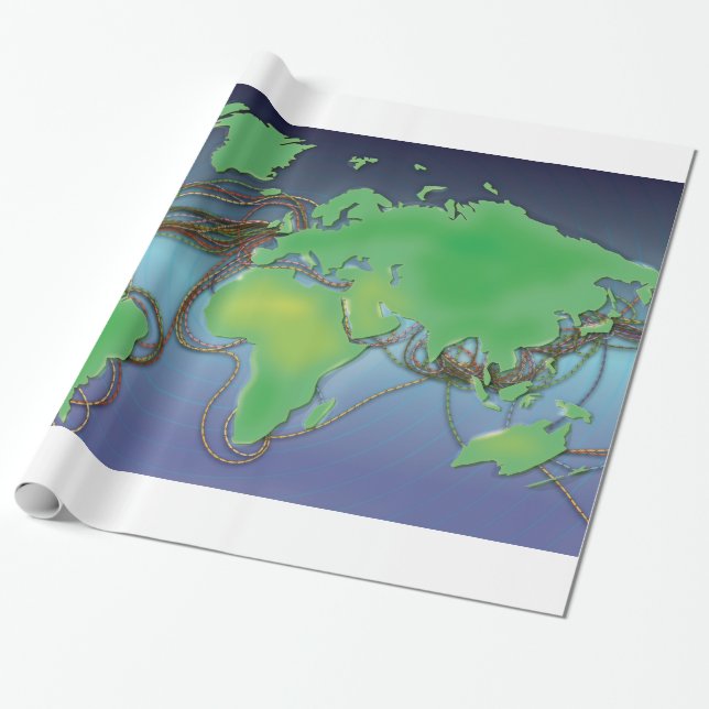 Wires of the World - Unterseekabel Geschenkpapier (Ungerollt)