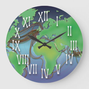 Wires of the World - Unterseekabel Große Wanduhr