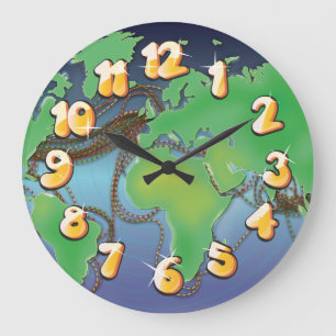 Wires of the World - Unterseekabel Große Wanduhr