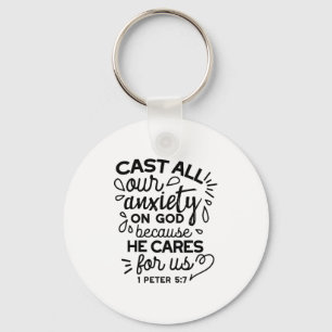 Wirf alle deine Angst – 1 Petrus 5,7 Bibelvers Schlüsselanhänger
