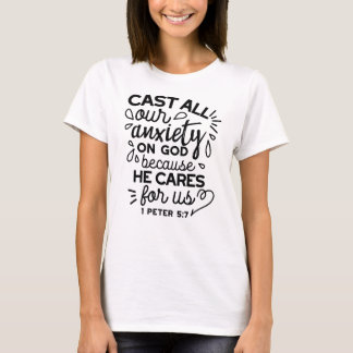 Wirf alle deine Angst – 1 Petrus 5,7 Bibelvers T-Shirt
