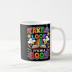 Wirf einen Blick in ein Buch Kindergarten Bücherwu Kaffeetasse