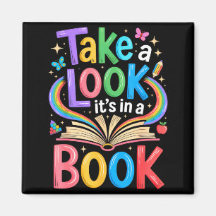 Wirf einen Blick in ein Buch Regenbogen Kunst Buch Magnet