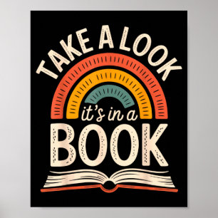 Wirf einen Blick in ein Buch Retro-Lesen Buchwurm Poster