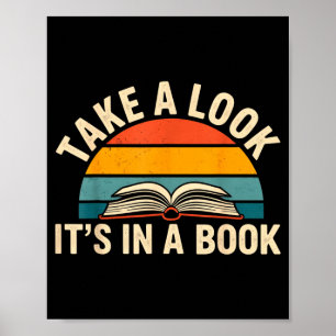 Wirf einen Blick in ein Buch Retro-Leser Buchwurm Poster