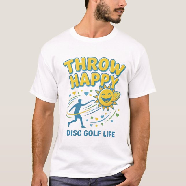 Wirf Happy Disc Golf T-Shirt | Positive Disc  (Vorderseite)