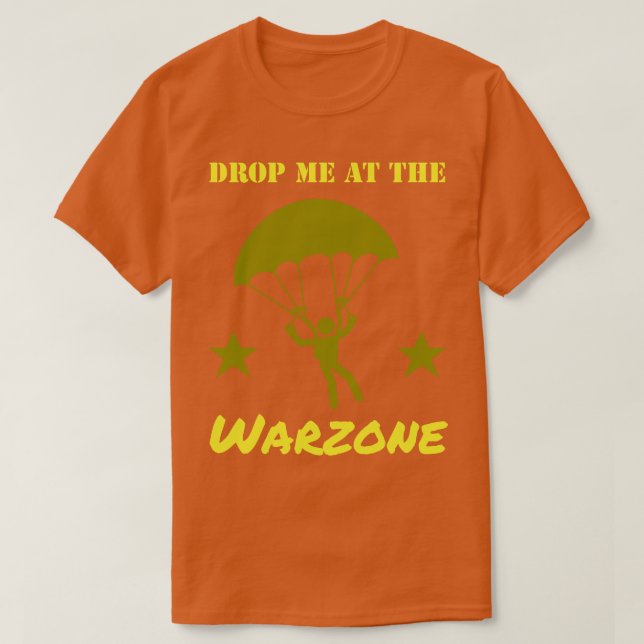 Wirf mich auf den Parachute-Gamer der Kriegszone T-Shirt (Design vorne)