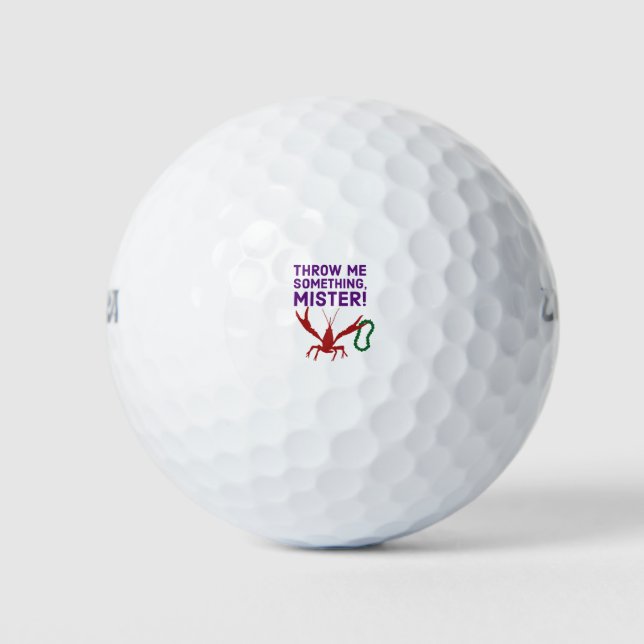 Wirf mir etwas Mister! Cajun Mardi Gras Golfball (Vorderseite)
