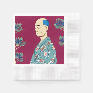 Wirklich Cool Retro japanisches Design Lila Napkin Serviette