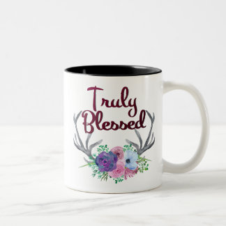 Wirklich gesegnete Blumengeweih-Tasse Zweifarbige Tasse