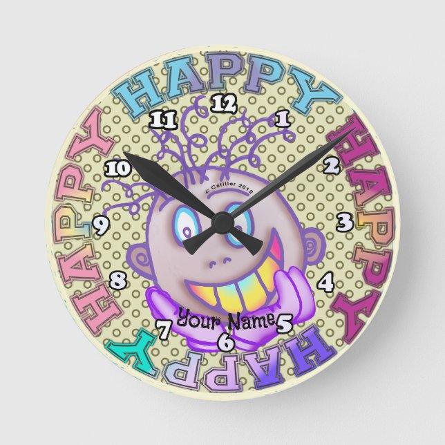 Wirklich Glückliches Gesicht Runde Wanduhr (Vorderseite)