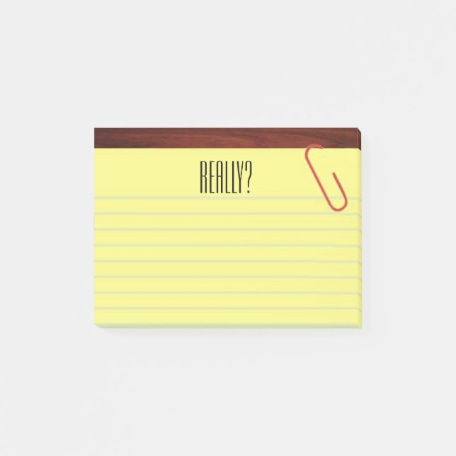"Wirklich?" Kanzleibogenblock auf lustigem Post-it Klebezettel (Vorderseite)