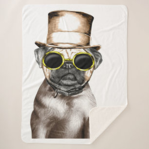 Wirklich Niedlicher Mops mit Brille Sherpadecke