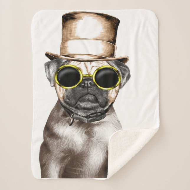 Wirklich Niedlicher Mops mit Brille Sherpadecke (Vorderseite)