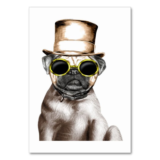 Wirklich Niedlicher Mops mit Brille Tischnummer (Vorderseite)