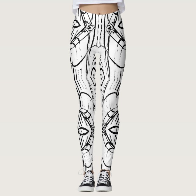Wirklich Spaß, nehmend, abstrakte B&W Leggings ab! (Vorderseite)