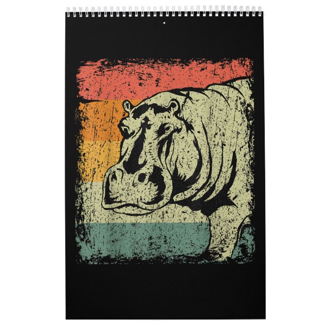 Wirklich Vintager Hippopotamus Hippo| Hippie Lover Kalender (Titelbild)