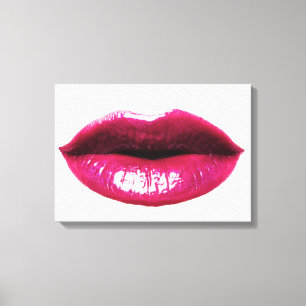 Wirkliche Lippen wickelten Leinwand 20x14 " ein