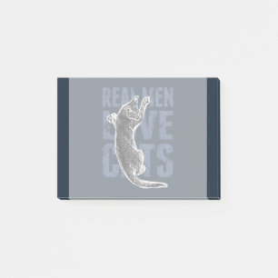 Wirkliche Mann-Liebe-Katzen auf blauem Stahl Post-it Klebezettel