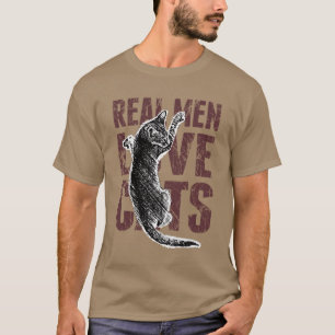 Wirkliche Mann-Liebe-Katzen-Scratchy Art T-Shirt