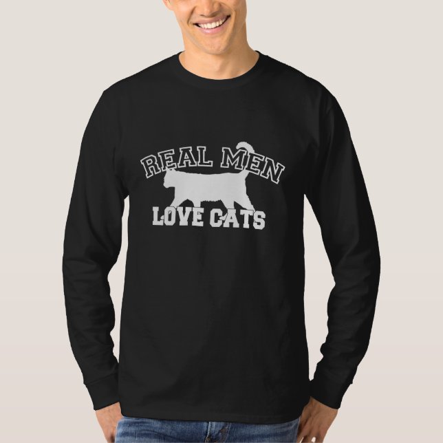 Wirkliche Mann-Liebe-Katzen T-Shirt (Vorderseite)