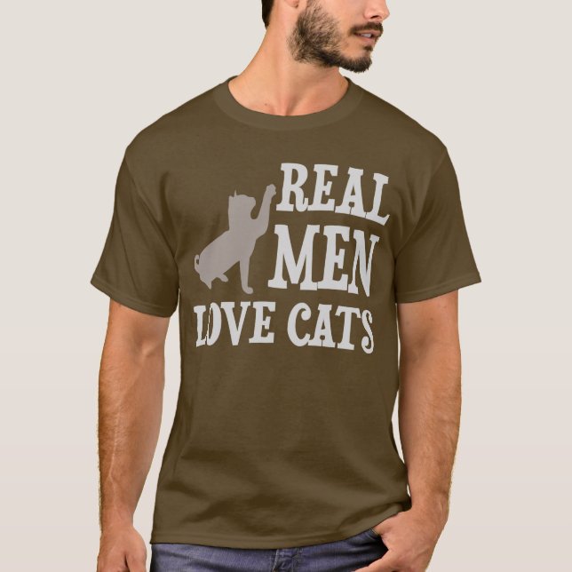 Wirkliche Mann-Liebe-Katzen T-Shirt (Vorderseite)