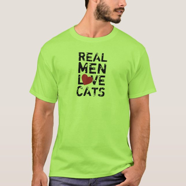 Wirkliche Mann-Liebe-Katzen T-Shirt (Vorderseite)