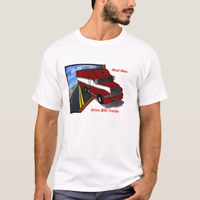 wirkliche Männer des Fernlastfahrers fahren große T-Shirt (Vorderseite)