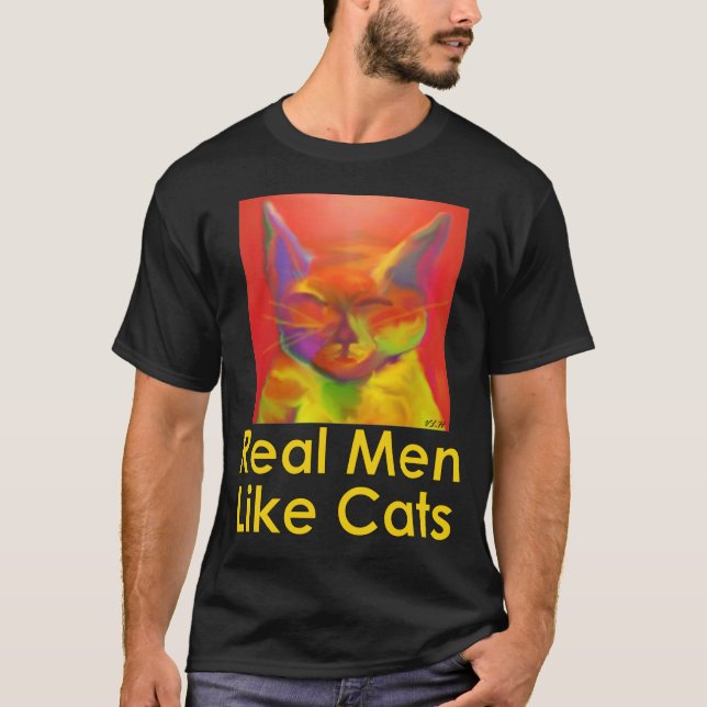 Wirkliche Männer mögen Katzen-T - Shirt (Vorderseite)