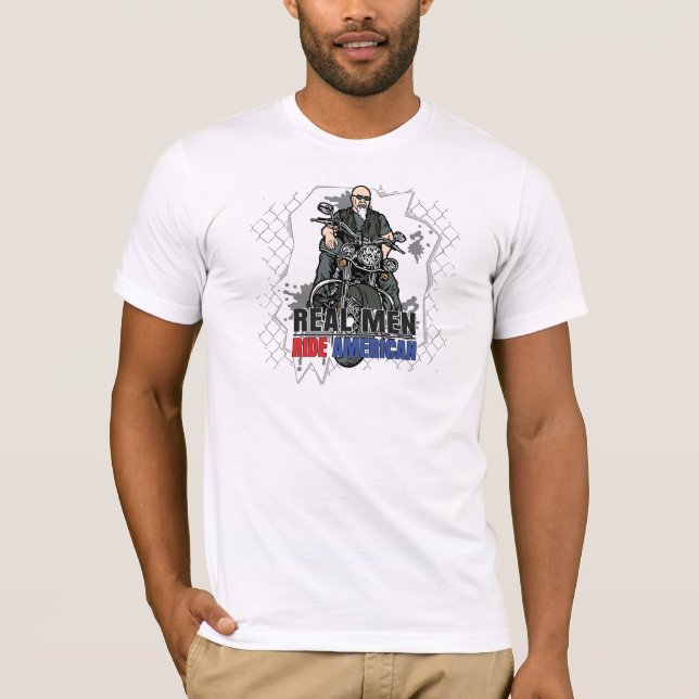 Wirkliche Männer reiten Amerikaner zerstörten T - T-Shirt (Vorderseite)