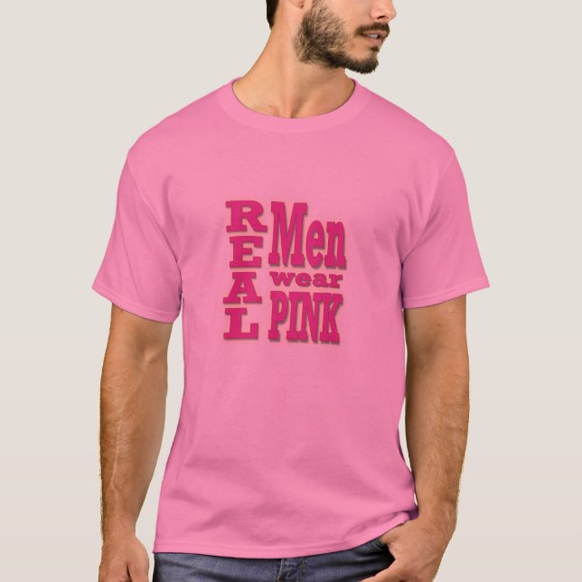 Wirklicher Mann-Abnutzungs-Rosa-T - Shirt - rosa (Vorderseite)