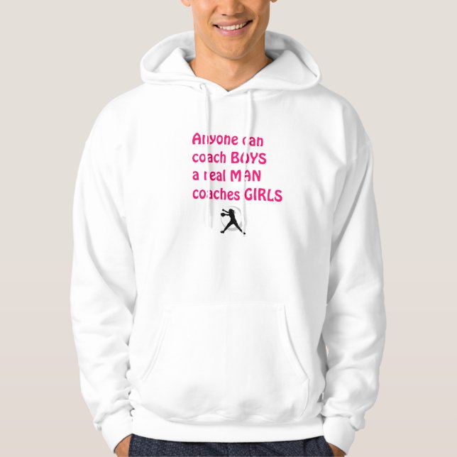 Wirklicher Mann-Trainer Mädchen-Fastpitch Softball Hoodie (Vorderseite)