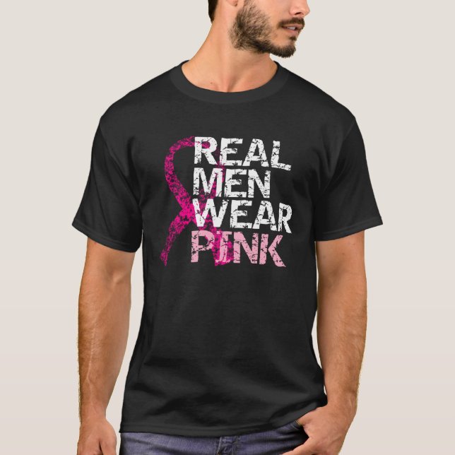 Wirkliches Herrenbekleidung-Rosa - Brustkrebs T-Shirt (Vorderseite)