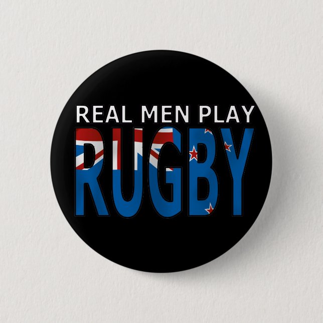 Wirkliches Mann-Spiel-Rugby Neuseeland Button (Vorderseite)