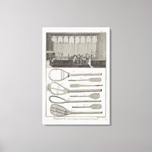 Wirkliches Tennis und der Bau der Schläger, von Leinwanddruck