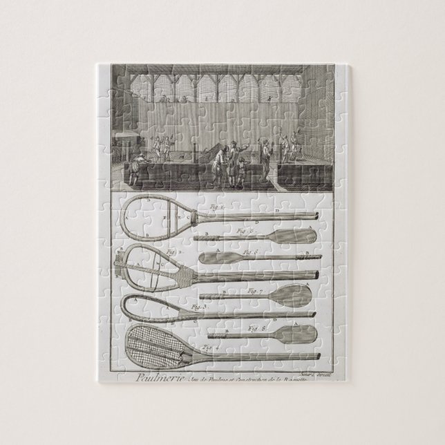 Wirkliches Tennis und der Bau der Schläger, von Puzzle (Vertikal)