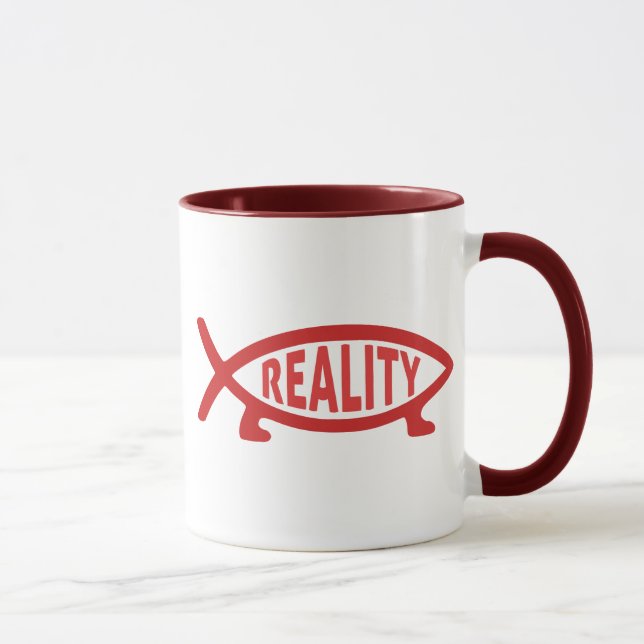 Wirklichkeitdarwin-Fisch-Tassen Tasse (Rechts)