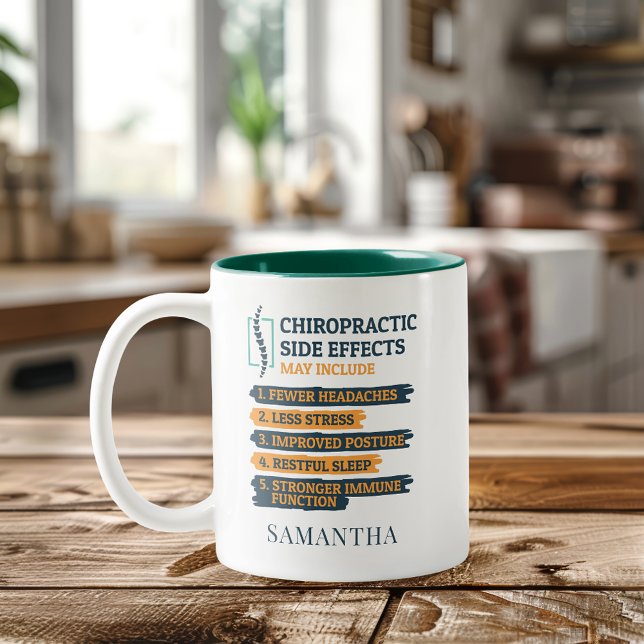 Wirkungen auf die Chiropraktik Personalisiert Zweifarbige Tasse (Chiropractic Side Effects Personalized Name Two-Tone Coffee Mug)