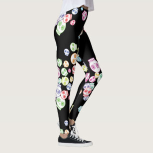 Wirrwarr von süßen Totenköpfen Leggings