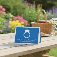 Wirst du mein Blumenmädchen sein? Blue Ring Card