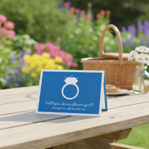 Wirst du mein Blumenmädchen sein? Blue Ring Card Einladung